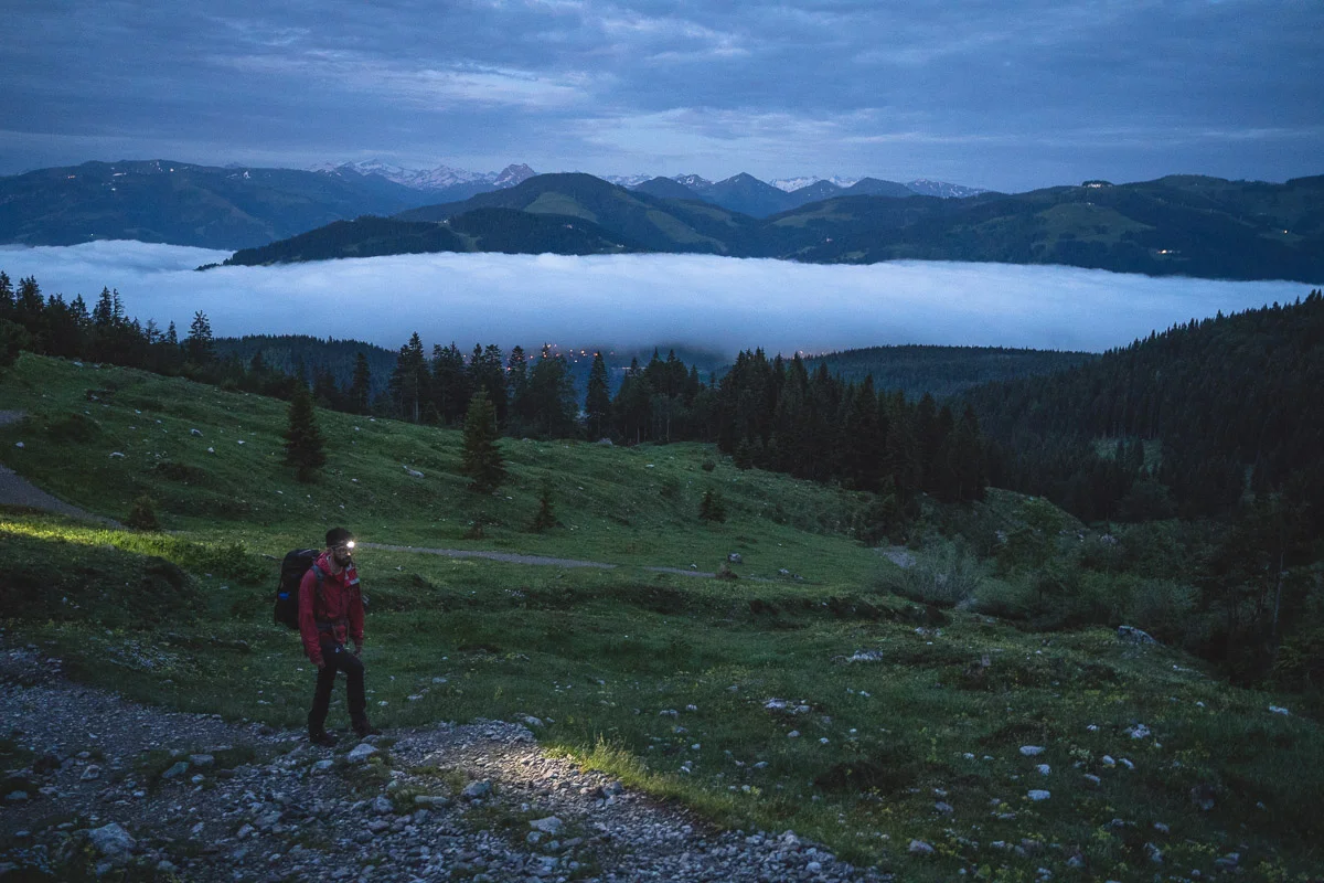Im Morgengrauen nahe der Gaudeamus Hütte im Wilden Kaiser