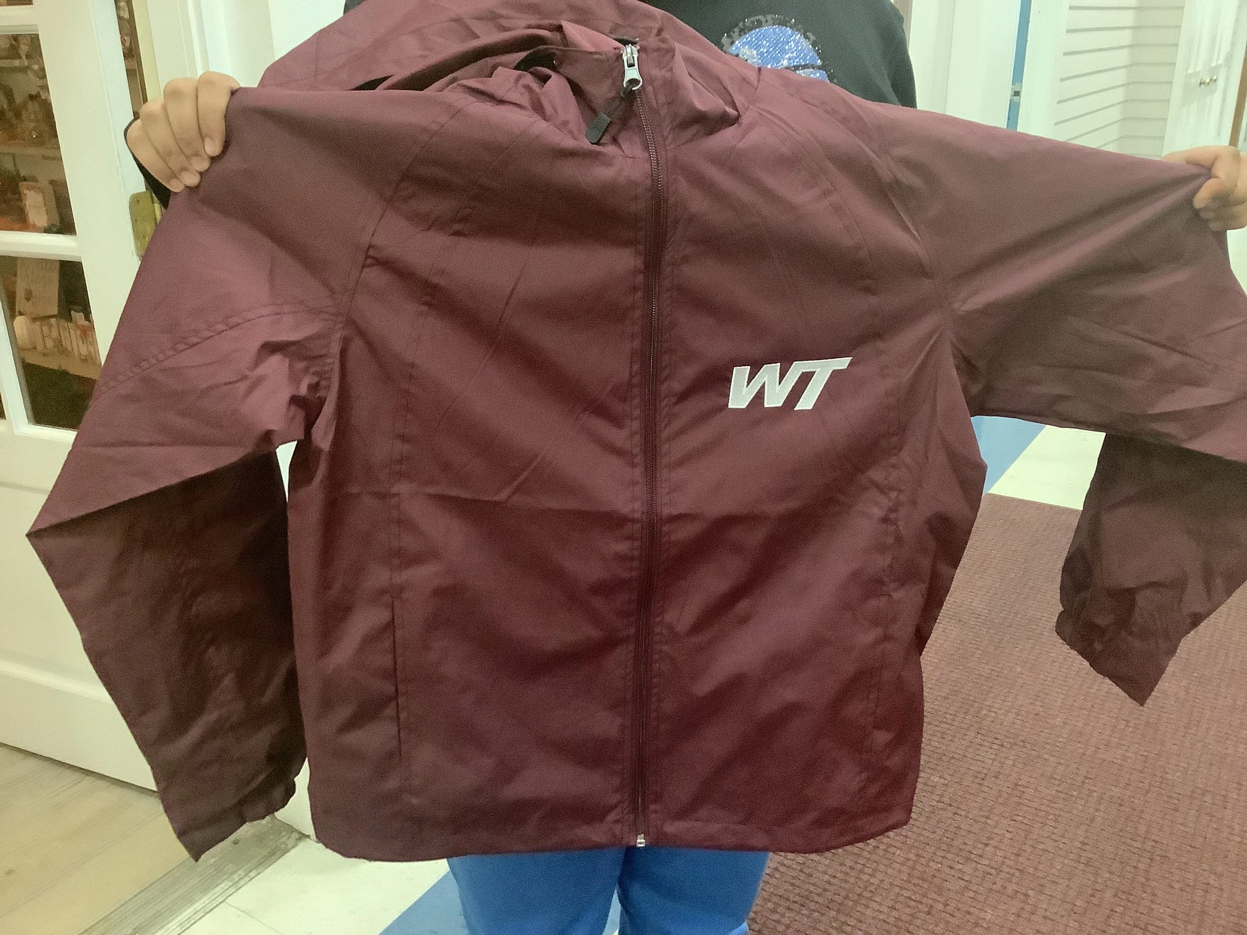 maroon windbreaker