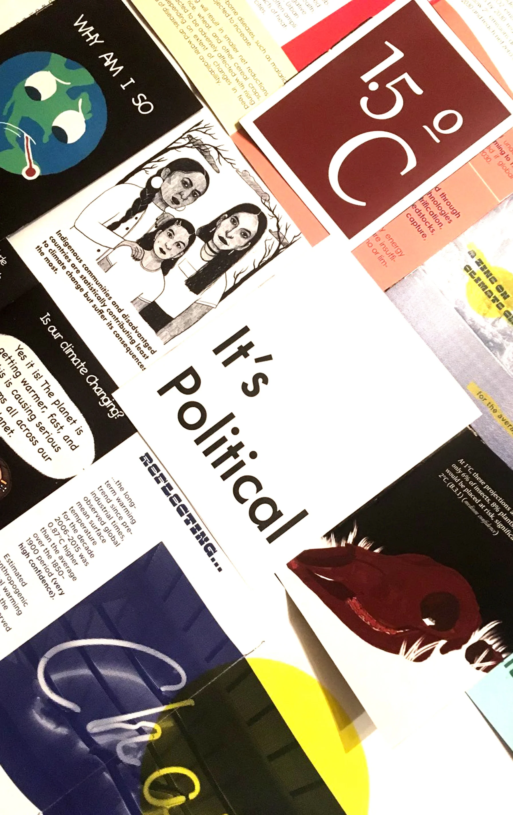 A selection of student zines from the exhibition.