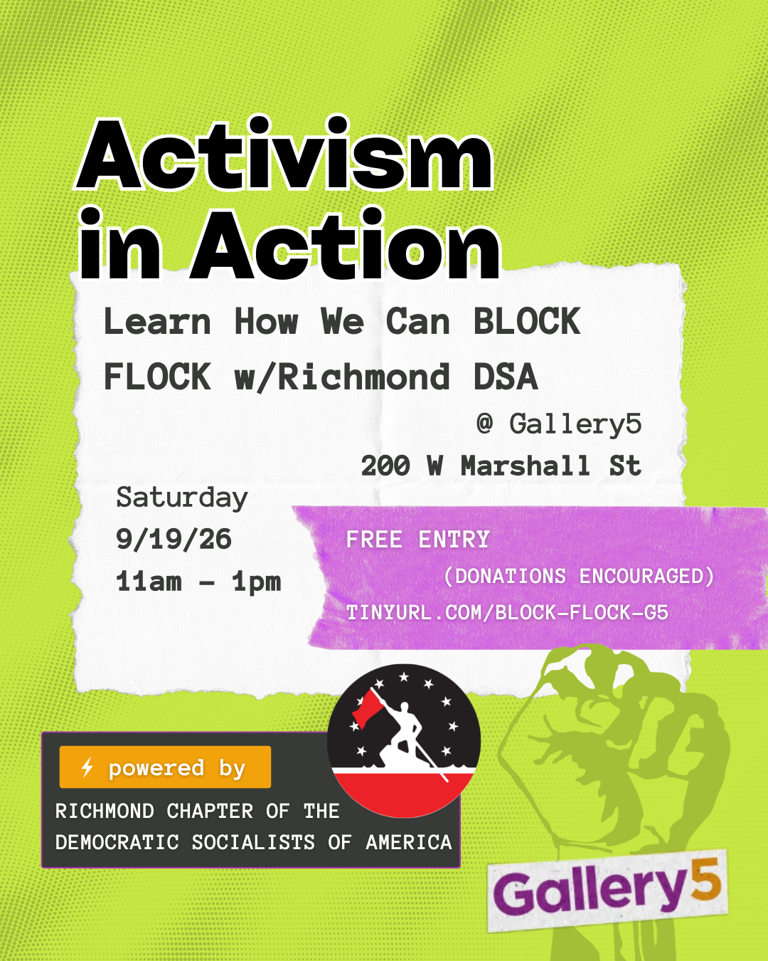Activism in Action - Learn How We Can BLOCK FLOCK with the Richmond DSA