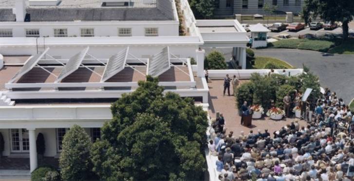 White House Solar Panel dedication ceremony, June 20, 1979. Image credit: Jimmy Carter Presidential Library/NARA