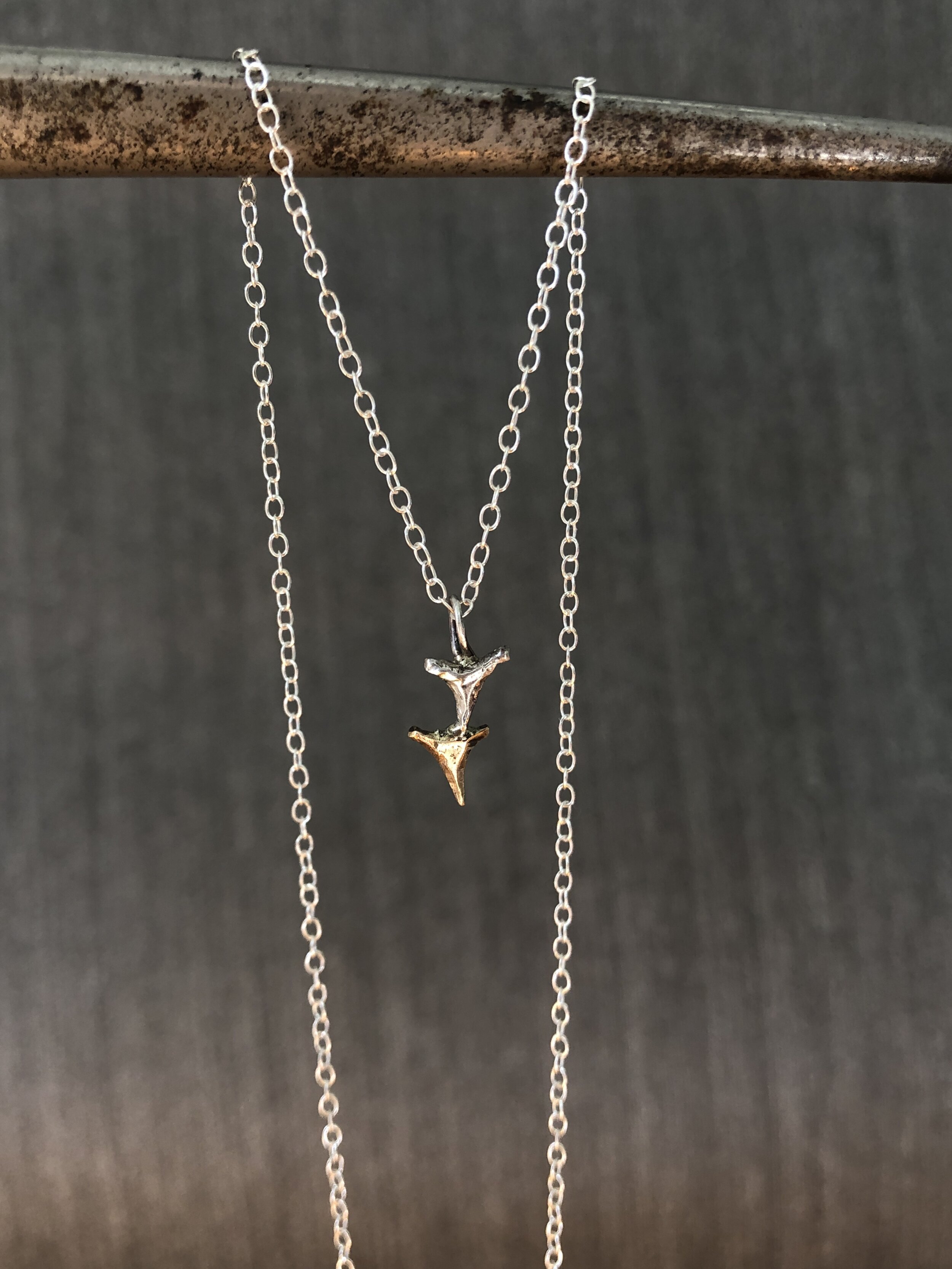 Tiny Shark Teeth Gold and Silver Necklace — Egan Jewelry