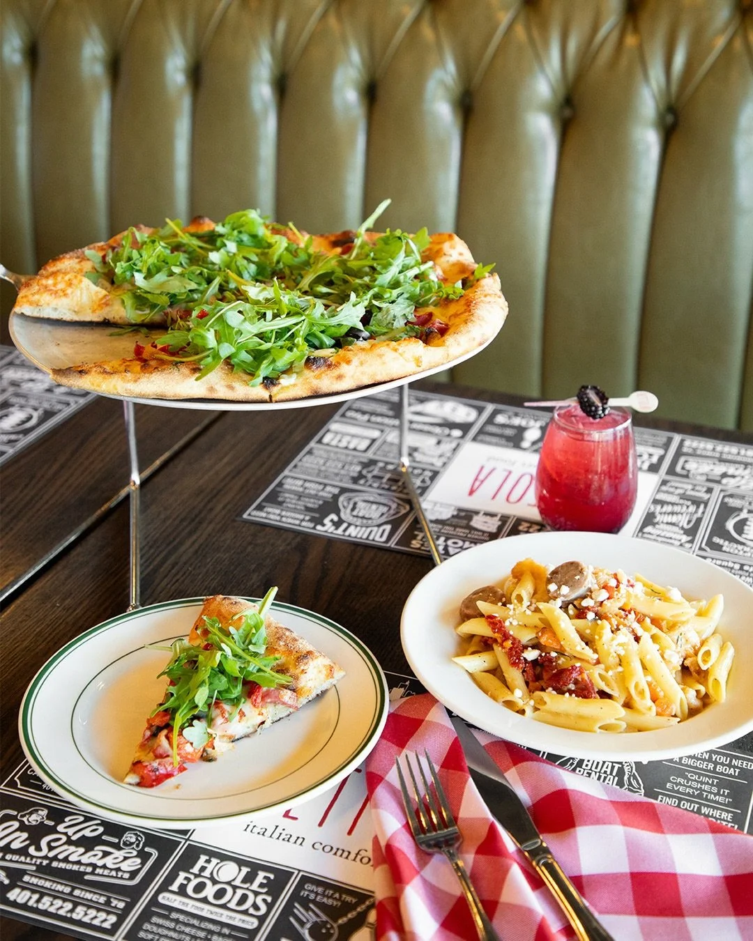 Specials from the upside down.

DEMOGORGON
Garlic Oil, Shredded &amp; Fresh Mozzarella, Genoa Salami, Black Olives, Roasted Red Peppers, Fresh Red Onion finished with Arugula &amp; EVOO.

THE VOID
Penne, Pan-Seared Chicken, Sweet Italian Sausage, Sun