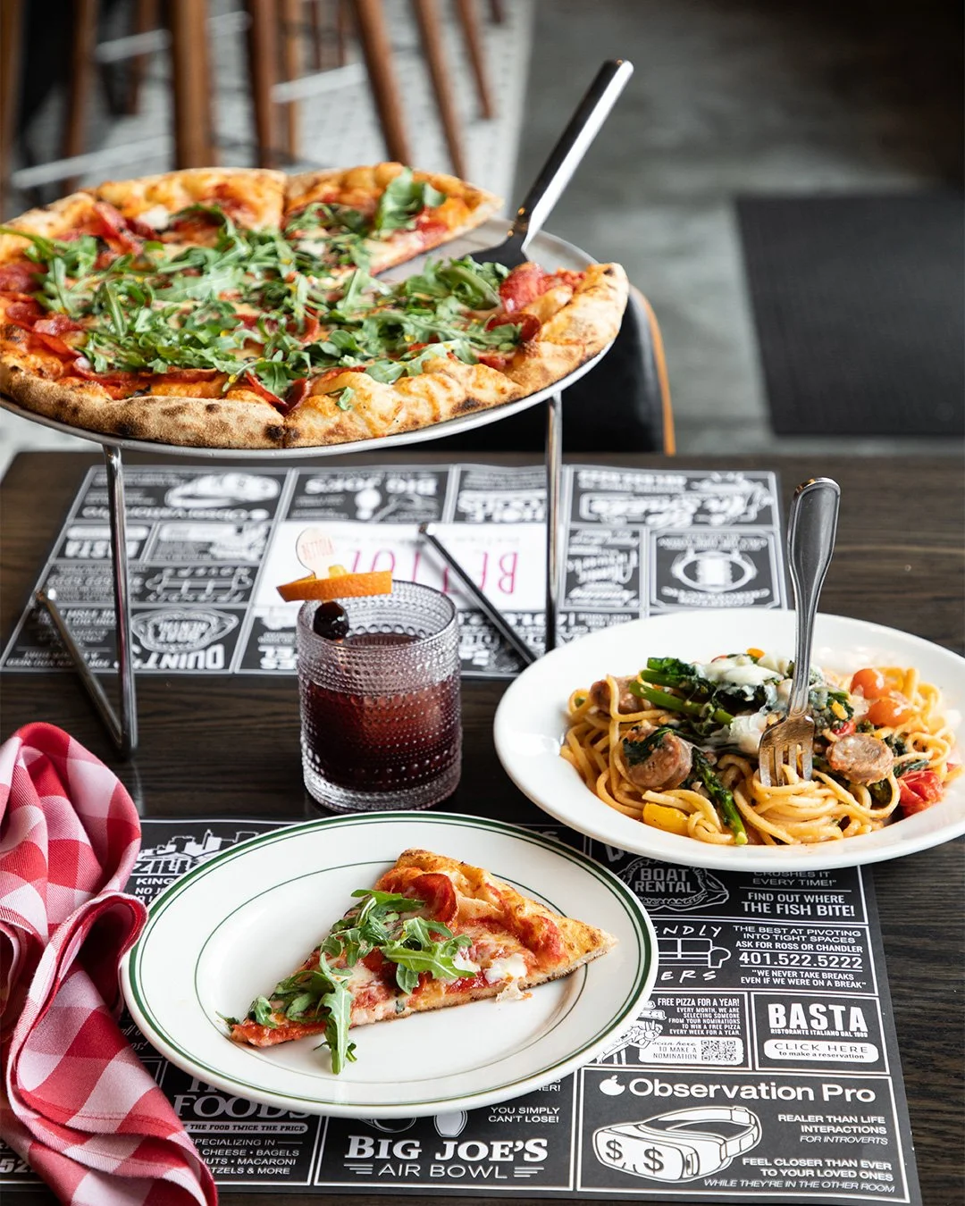 These specials are a tribute to (part of) our dream team:

JOEY PEPPERONI
Classic Red Base, Shredded &amp; Fresh Mozzarella, Grana, Oregano, Pepperoni, Ricotta Finished with Hot Honey &amp; Arugula
 
SLIM SAYDE
Spaghetti, Sweet Italian Sausage, Rabe,