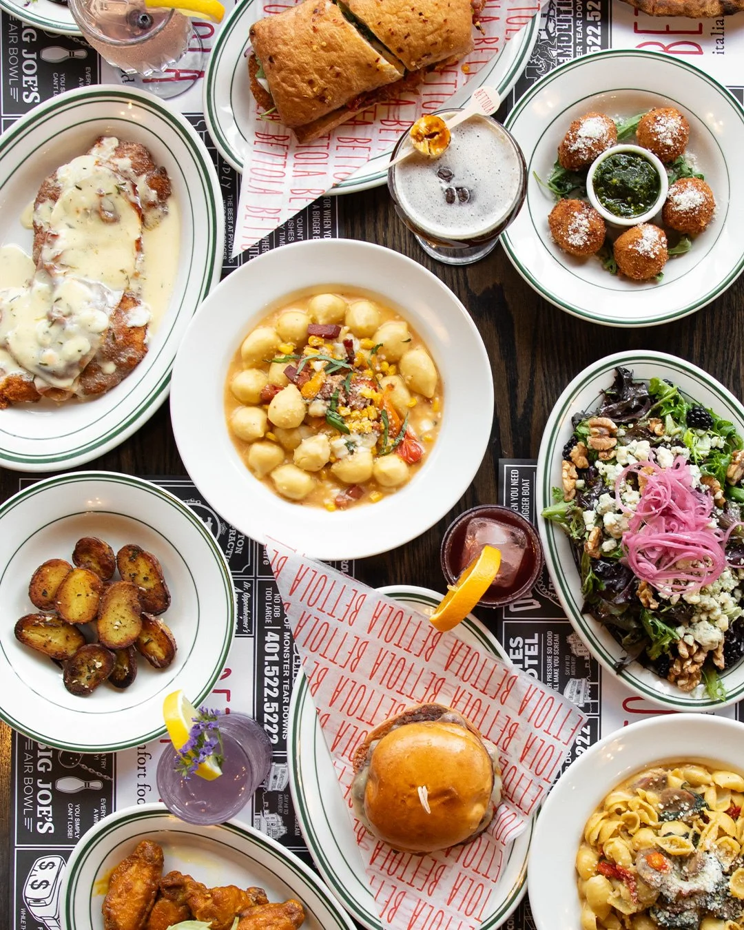 New menu additions have landed just in time for the weekend! Here's a little taste...

LEMONCINI | lemon arancini bites

LARRY BIRD | crispy chicken and prosciutto sandwich

IT'S THURSDAY SOMEWHERE | ricotta &amp; asiago stuffed gnocchi in a light le