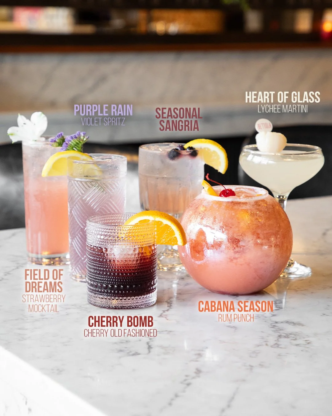 Our new Spring drink menu has us in good spirits. Craft cocktails, mocktails, sangria, and a fishbowl-for-two are now pouring. Come find your favorite sip of the season!