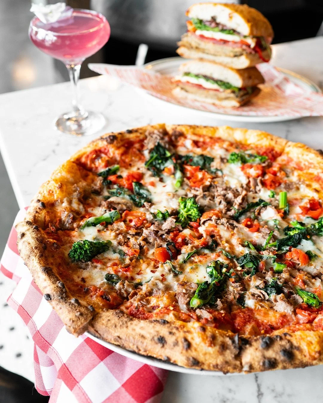 She loves me, she loves me not, SHE LOVES THESE SPECIALS!

&ldquo;OTAY!&rdquo;Classic Red Sauce, Fresh &amp; Shredded Mozzarella, Shaved Sirloin, Peppadew Peppers, Fresh Red Onion, Rabe, Finished with Red Pepper Flake.

LOVE, ALFALFA
Crispy Eggplant,