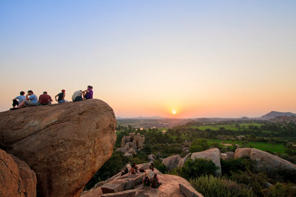 sunset in hampi india