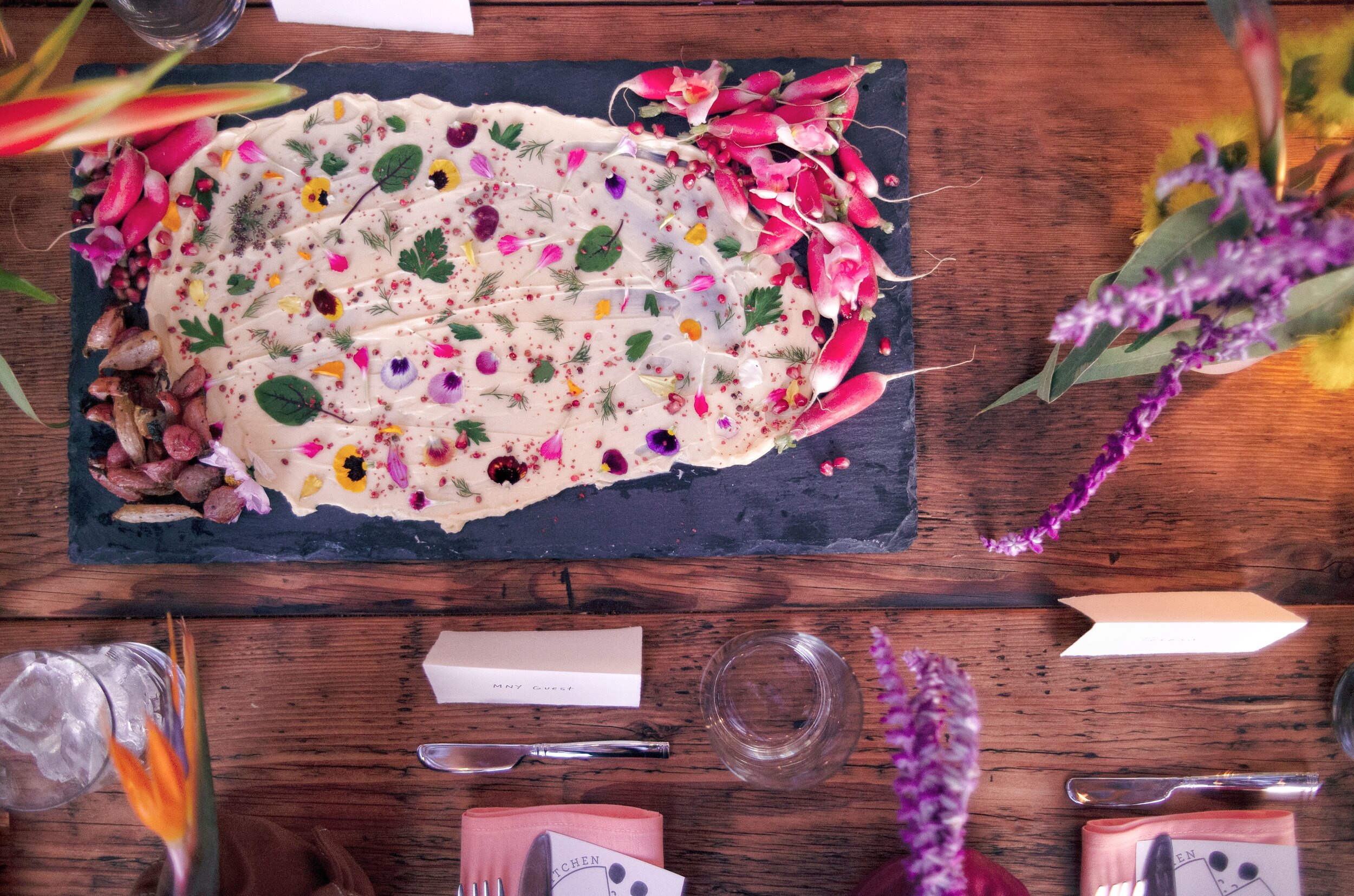 Butter Board with Radish &amp; Flowers