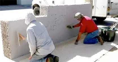 A wall being built with Trollworks’ chipcrete technology, photo by Gordon West.