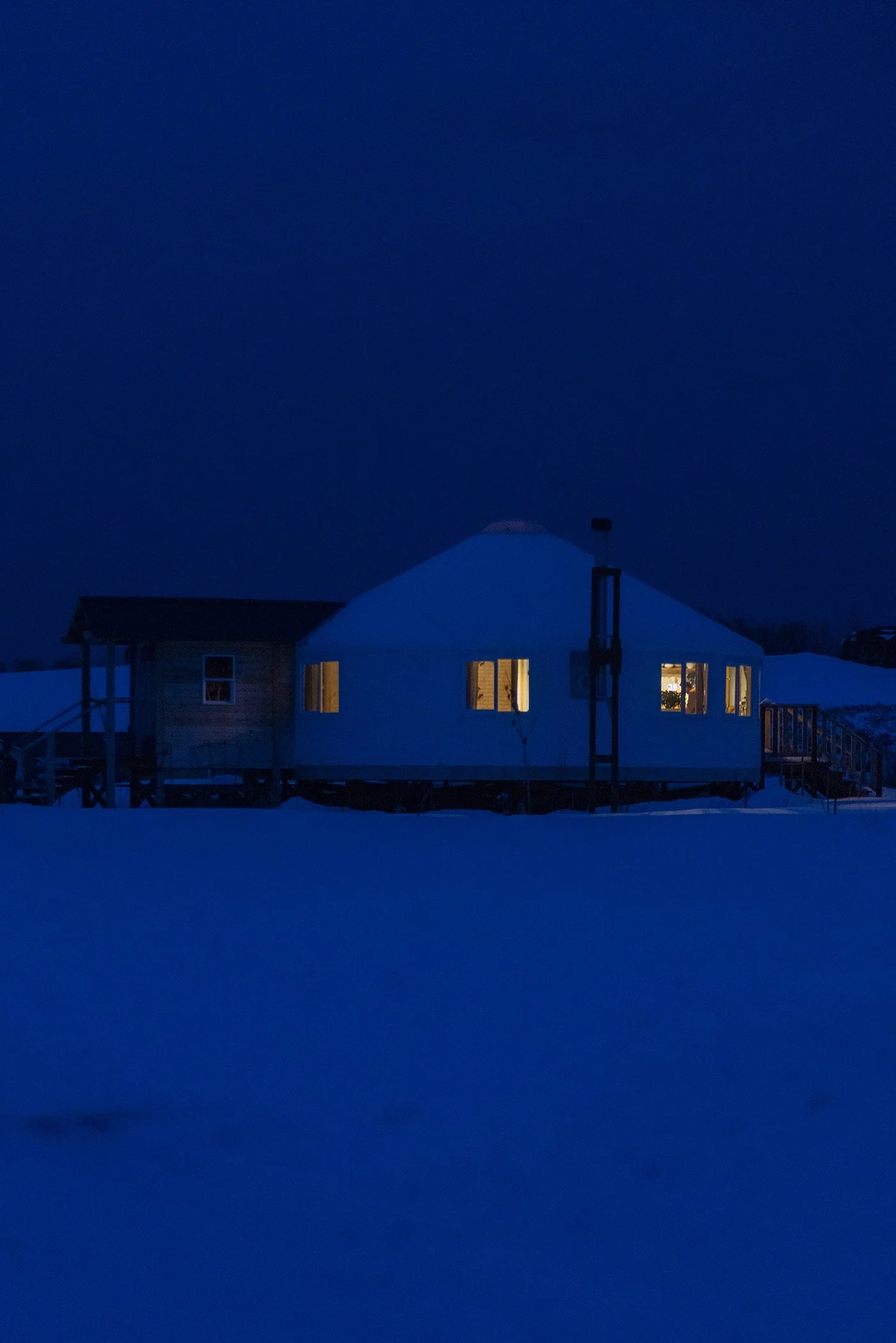  Sea Marie Biladeau and Devin Pool’s yurt at night.  