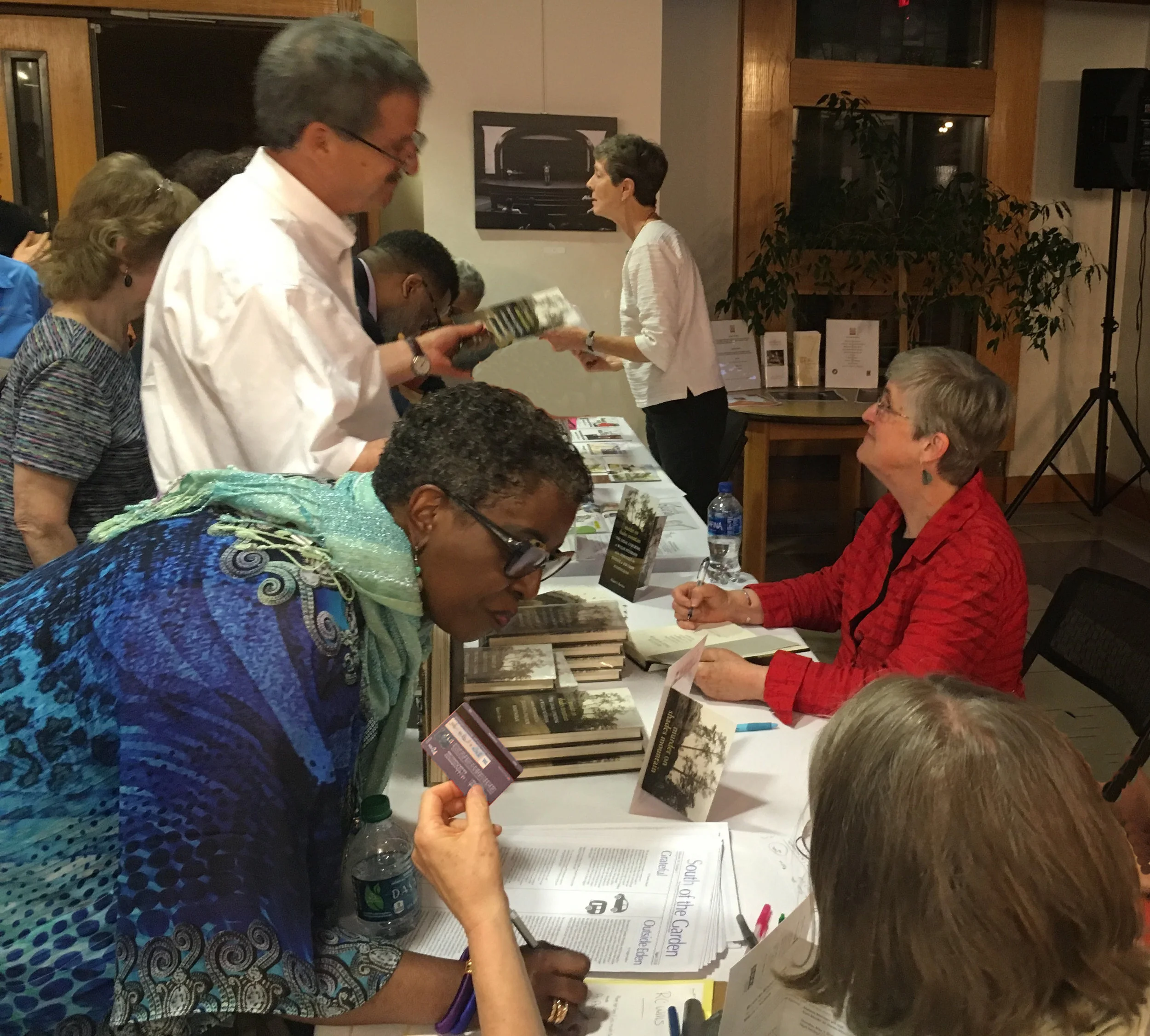 Signing books at the Hayti Heritage Center in Durham, N.C.