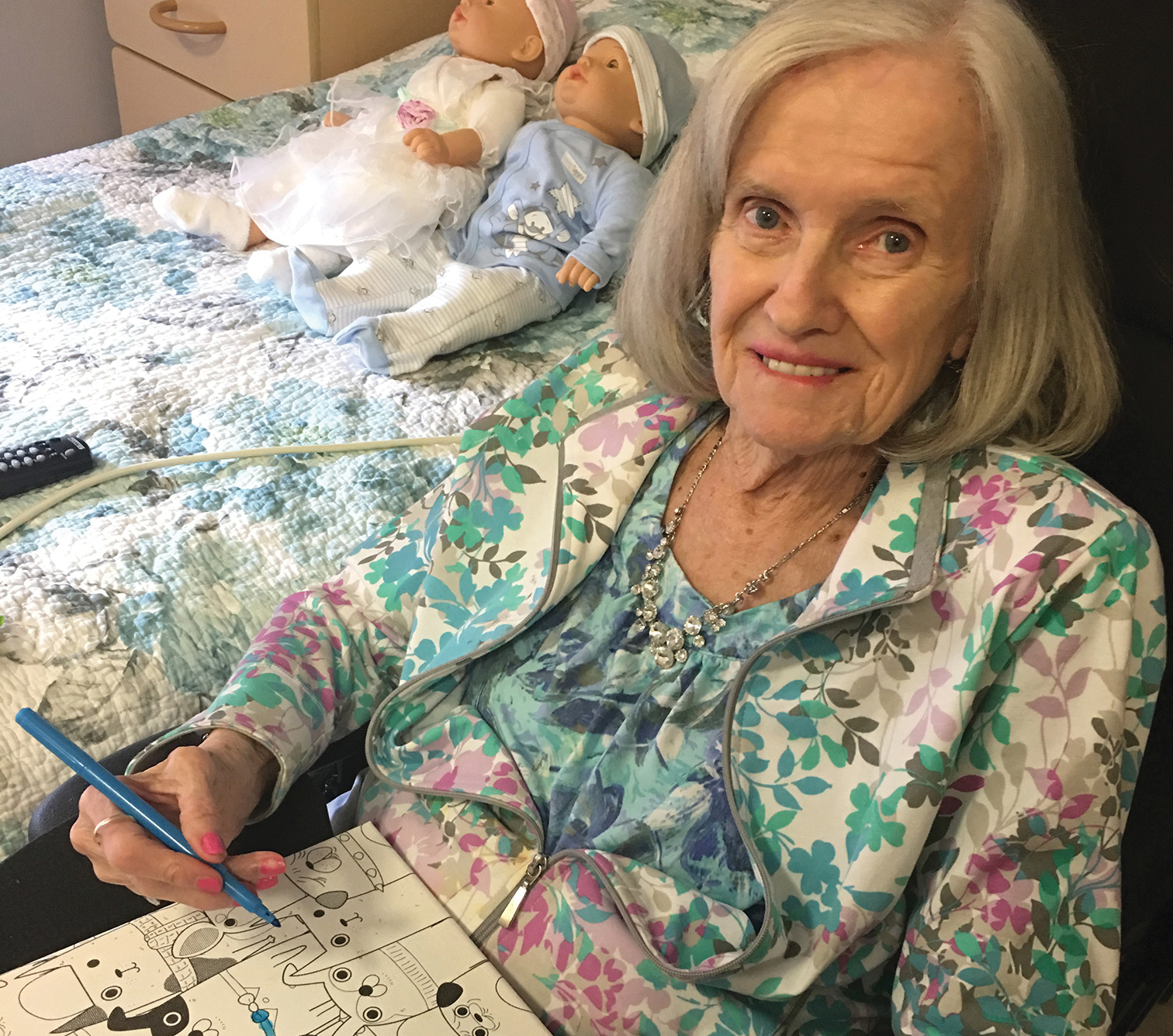 Gail Elliot’s mother, Peggy, passed away recently, but lived a quality life with dementia. Her room incorporated Montessori ideas, with memory cues available as needed and ready activities that connected her interests to her abilities.