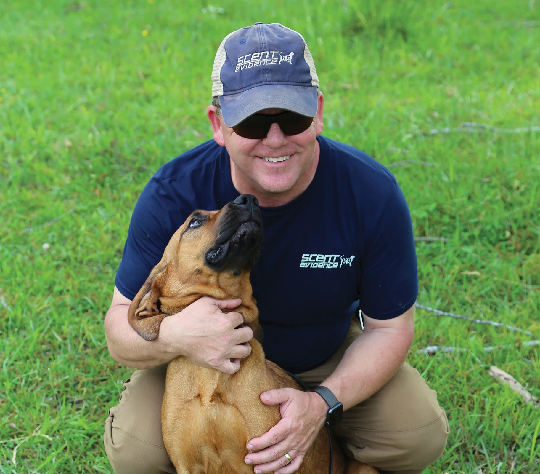 Paul Coley, creator of Scent Evidence K9, poses with his dog, Nancy Drew. Photo courtesy Scent Evidence K9