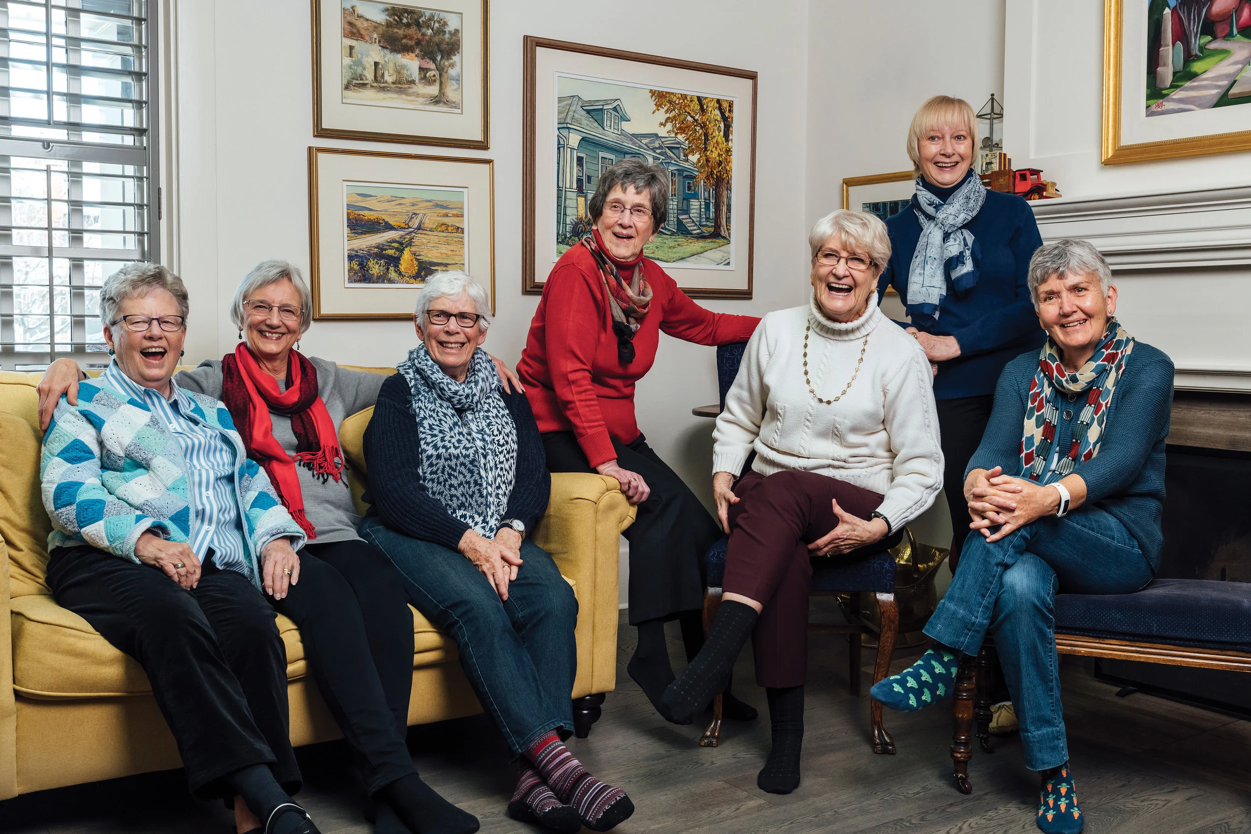 The Memory Plus Alumni Group. From left: Sue Singleton, Marilee Jasper, Diane Poole, Meta Wieser, Bev Will, Norma Whitney and Annette Koelwyn. Photo by Bryce Meyer Photography.