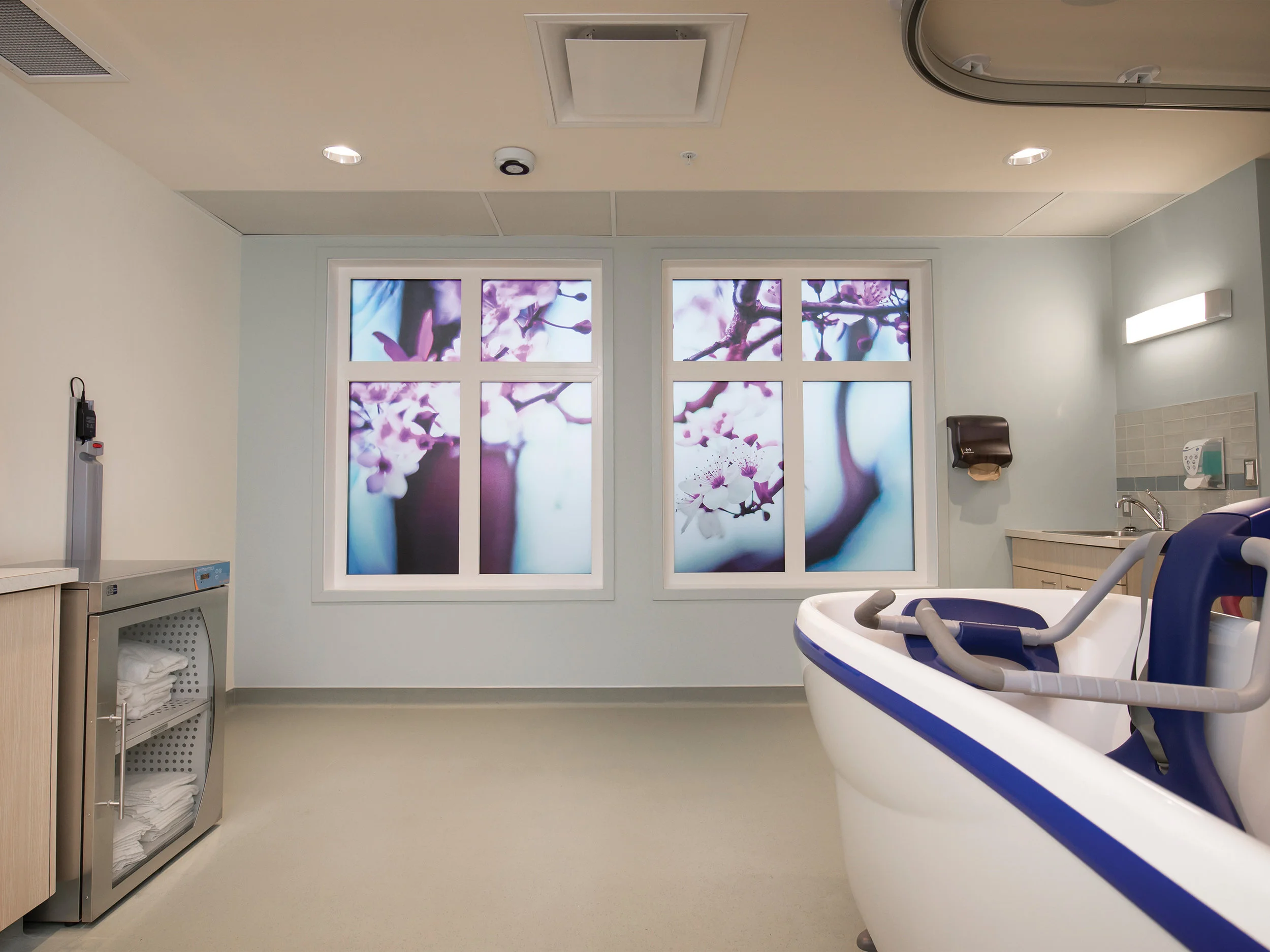 Bathrooms are designed with a spa-like feel, complete with a fireplace and heated towels.