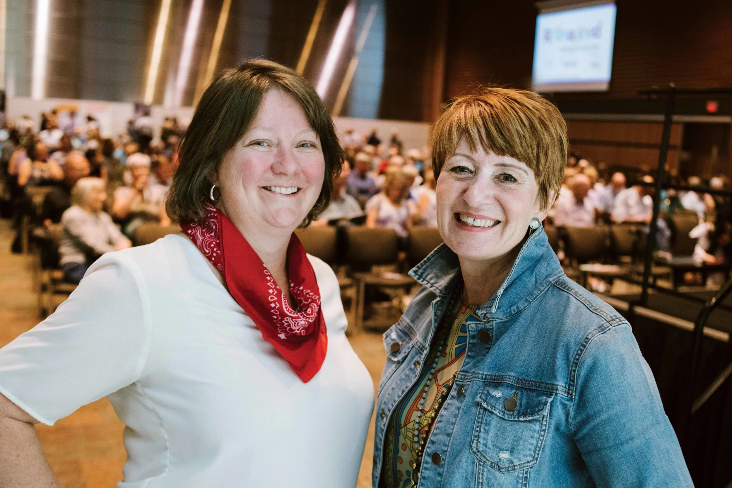 Kim Brundrit (left) and Barb Ferguson (right) at the Dementia Re-Imagined conference in July 2019. Photo by Jared Sych.
