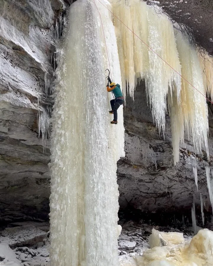Peace Region Ice Extravaganza 

Day 4 - Perry creek. 

An amazing grade 5 pillar in a beautiful setting. Waterfall ice climbing at its best! 

Big thanks again to everyone who came out to climb. Also to @camp_usa and @coastmountaincollective for lend