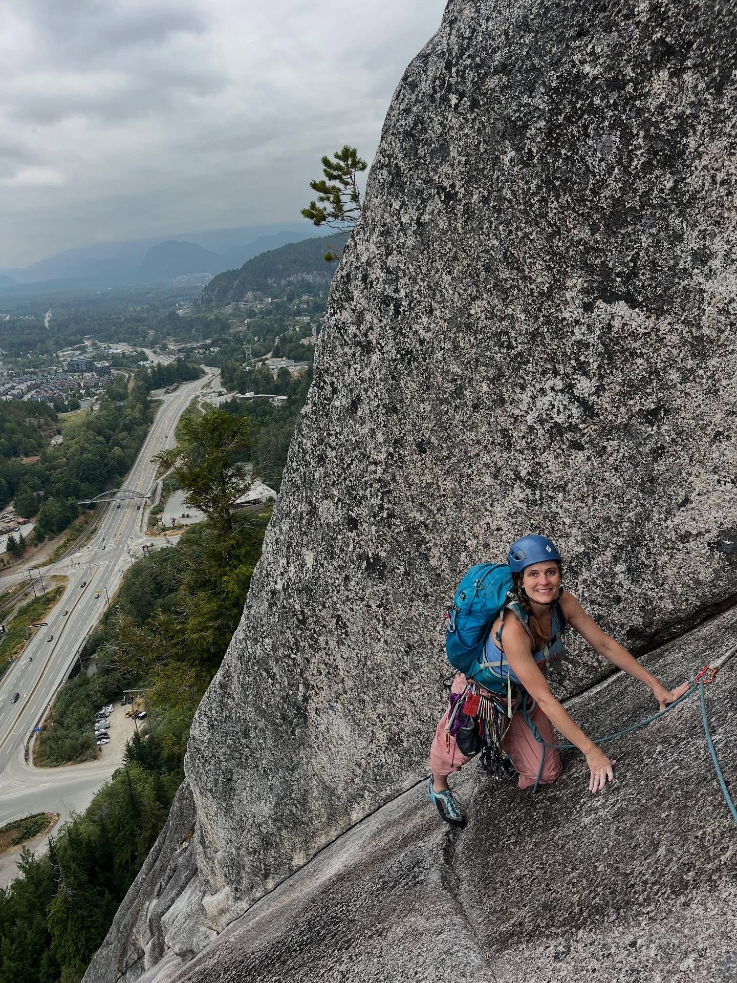 First in line on our route of choice and on the summit for lunch at noon. Some days just got smooth with the right planning and a little luck, especially on the long weekend. 
Way to go Erin, her first multi pitch climb, all the way up the first summ