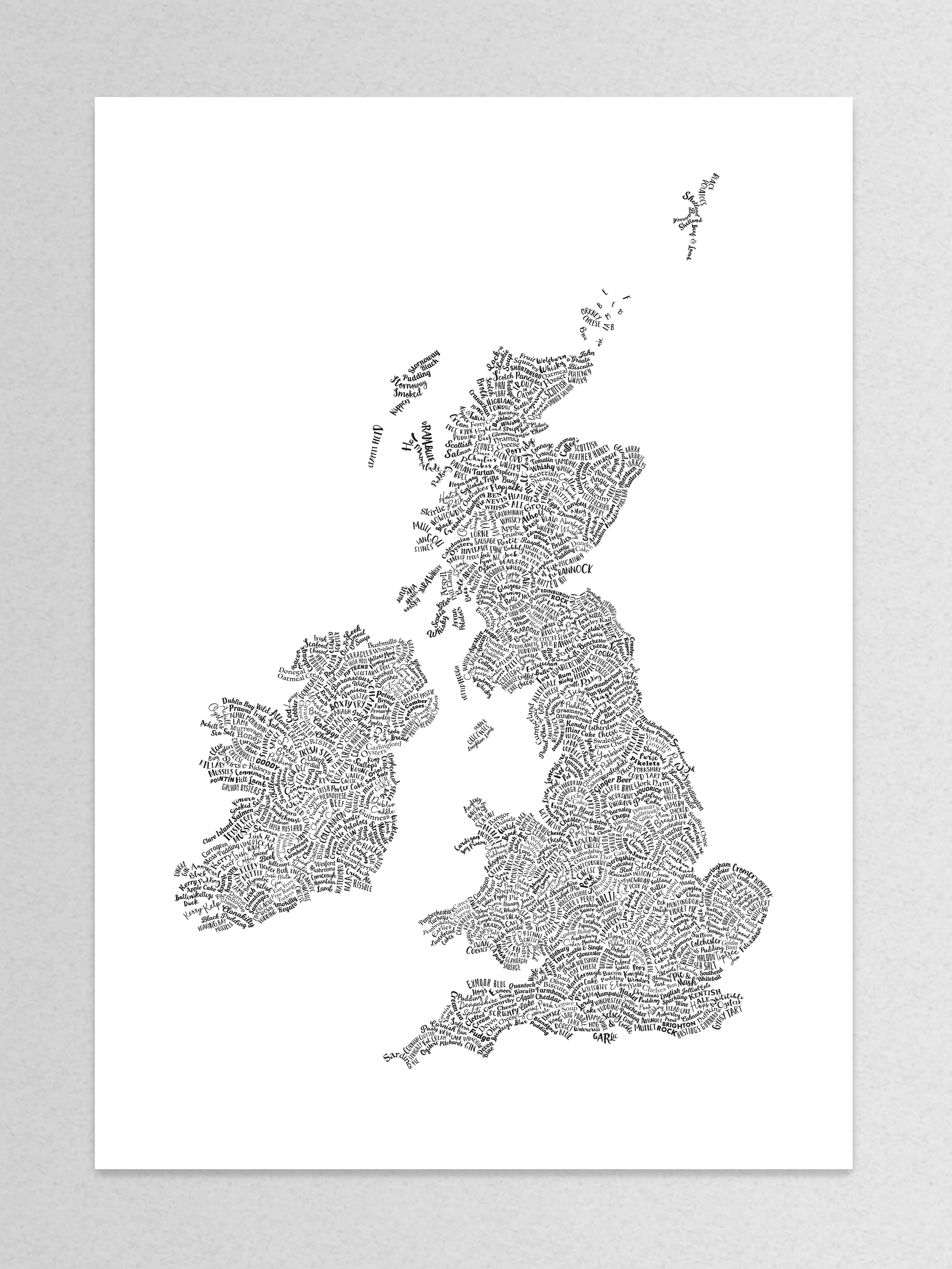 Typographic Food Map of UK and Ireland