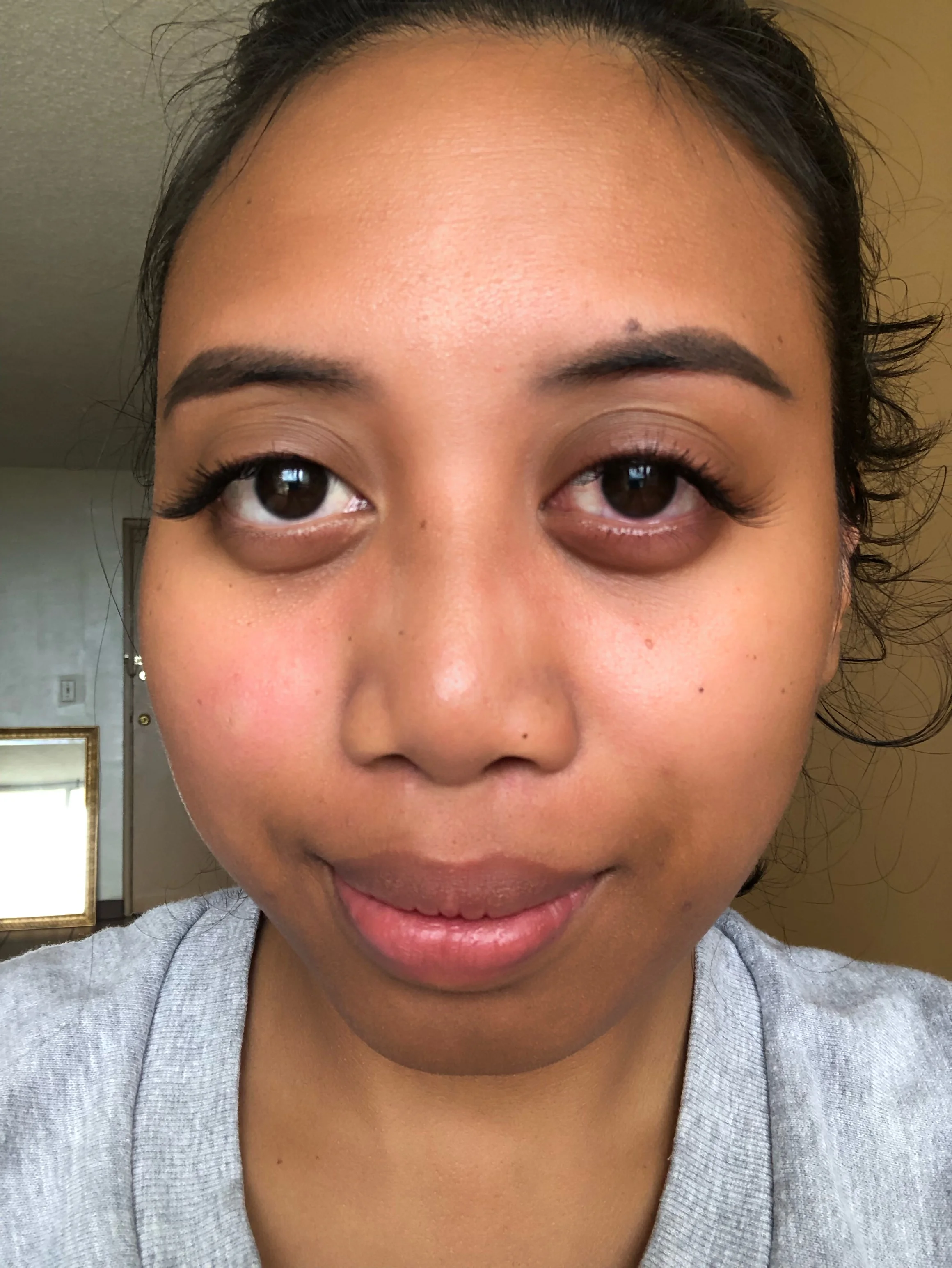 This is right after I finished both eyes and my right eye was watering. Kewl. very Fashion and chic 😩 but also cool long, temporary eyelashes dude.