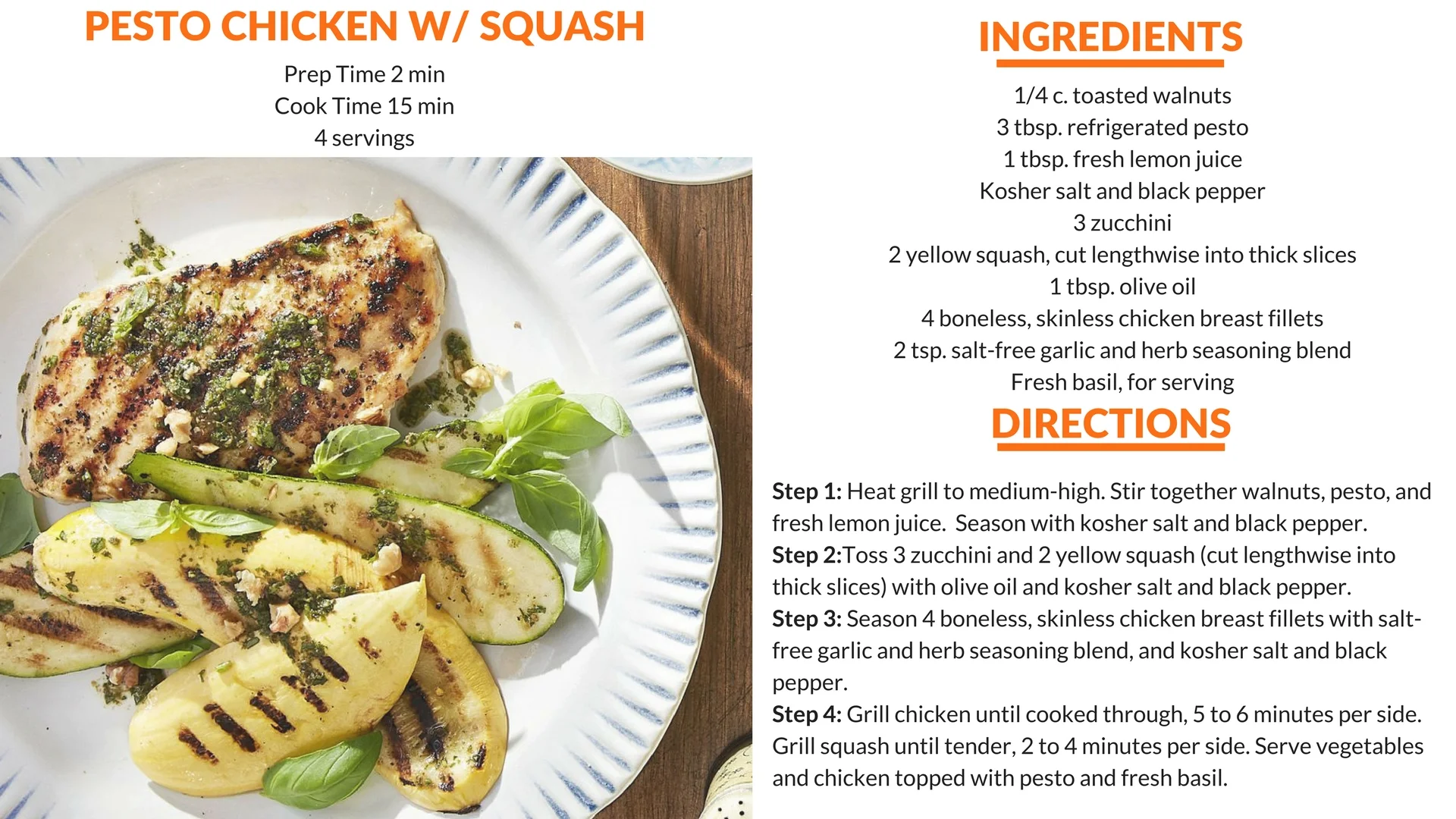 Pesto Chicken With Squash