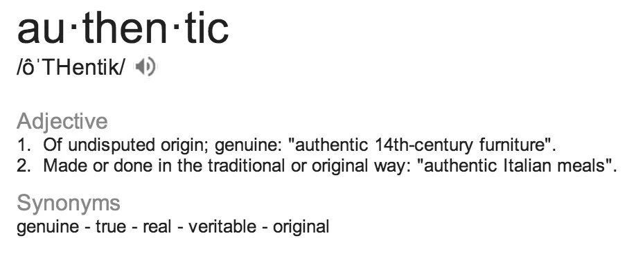 What does authentic mean deals