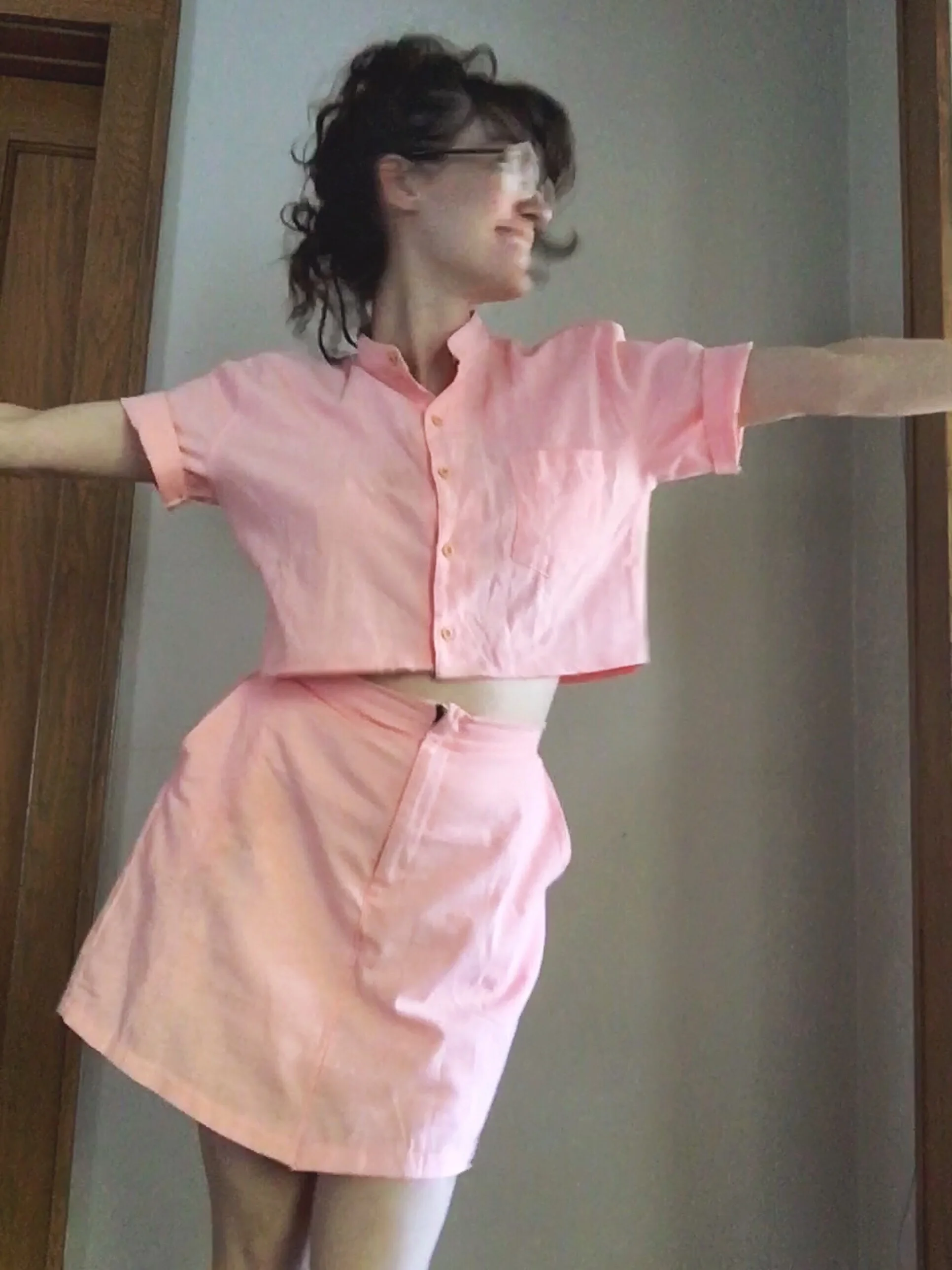 Refashion: Pink romper to crop top &amp; skirt