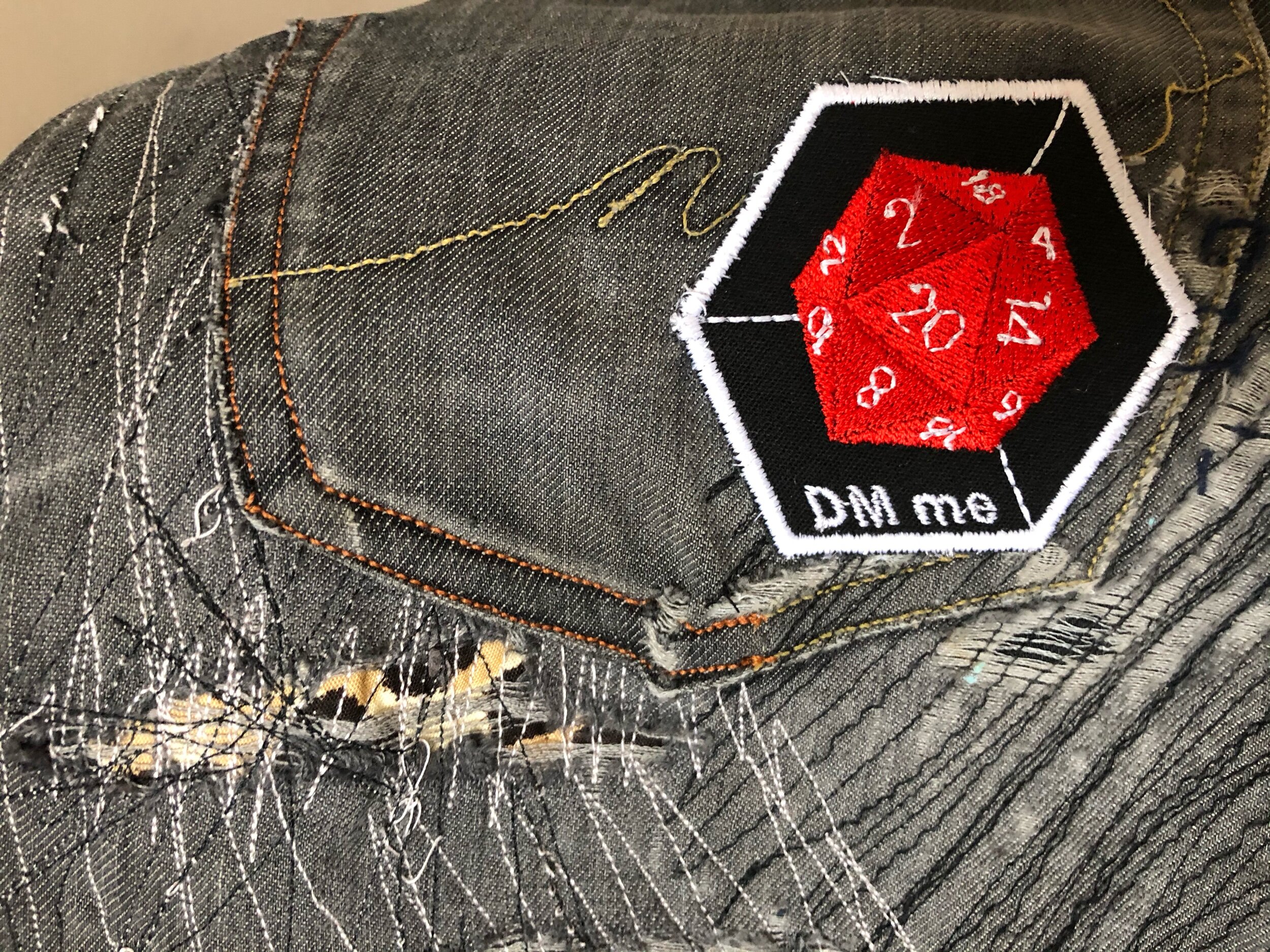 DM me patch and much darning on jeans