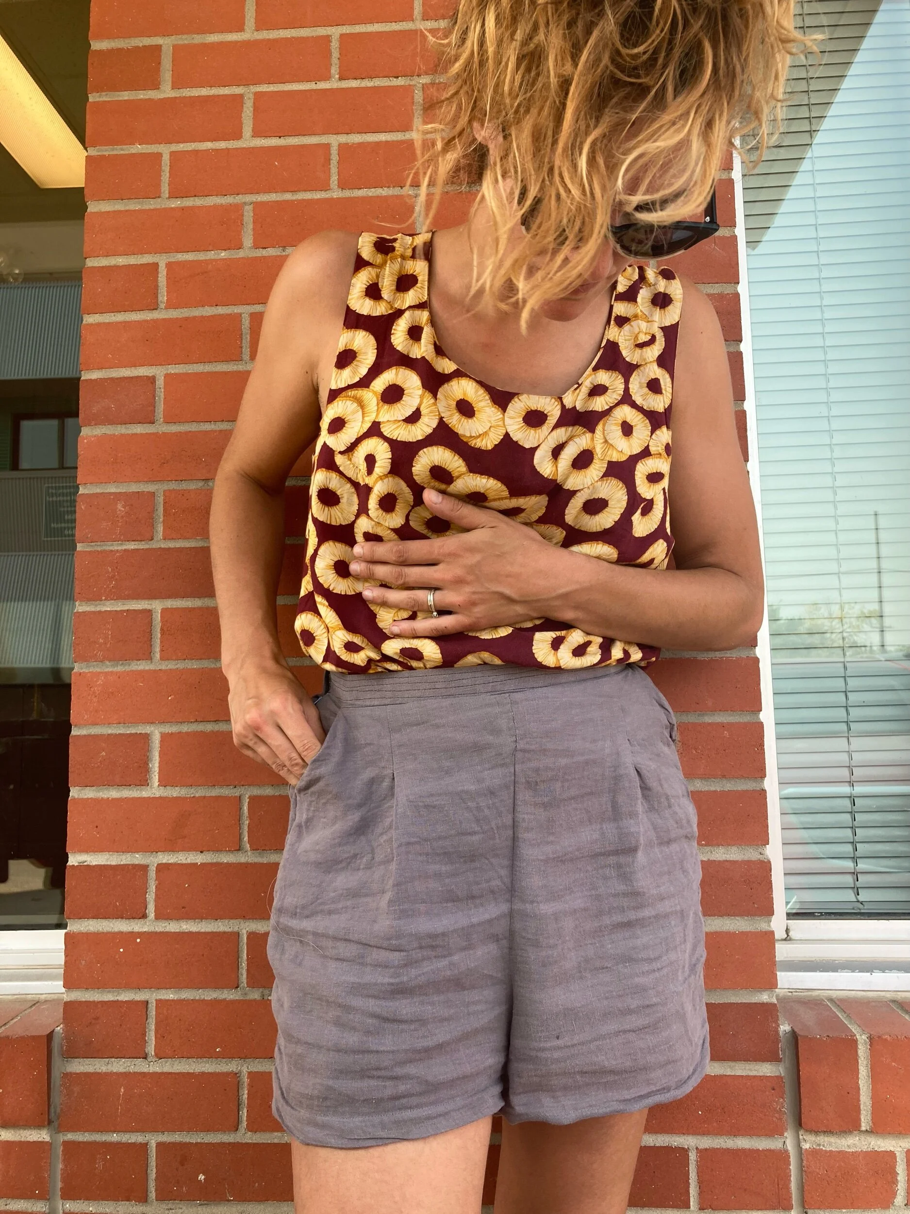 Grey linen shorts - self drafted