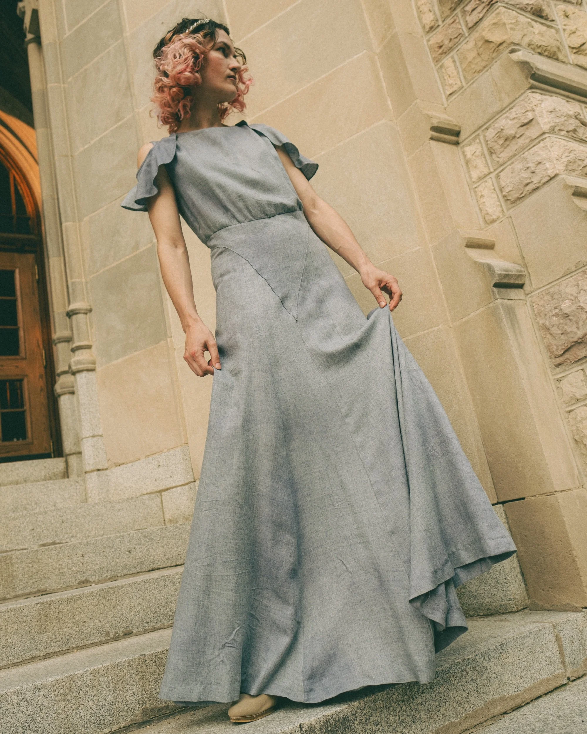 1930s wool crepe gown