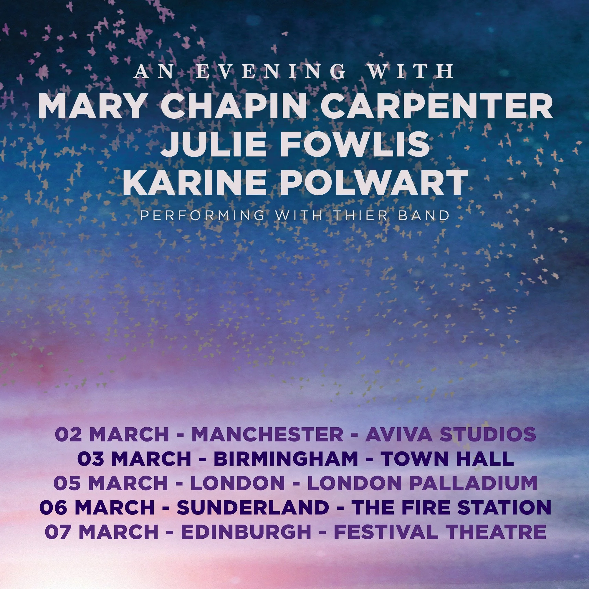UK Tour Dates: Mary Chapin Carpenter, Julie Fowlis, and Karine Polwart