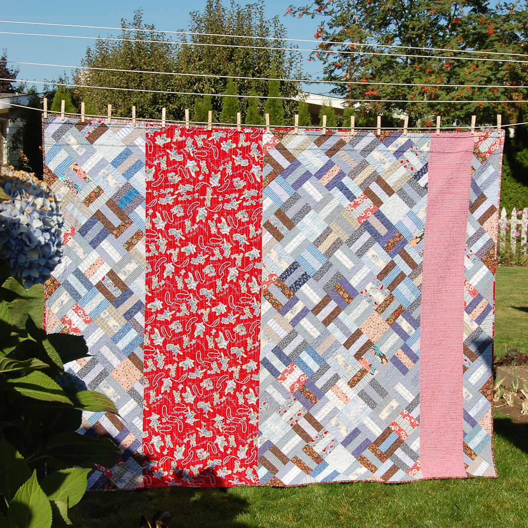 Red &amp; Blue Post-and-Rail Fence Quilt