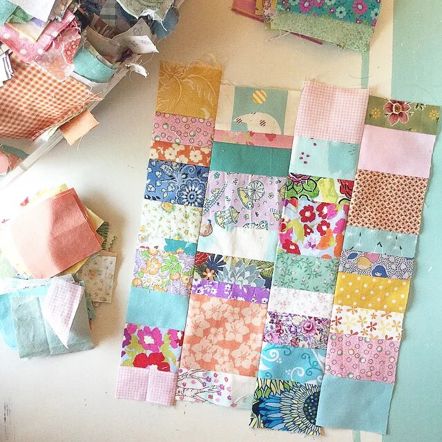 Tiny Scraps Block Pillow Cover Assembly via www.helloquilting.com