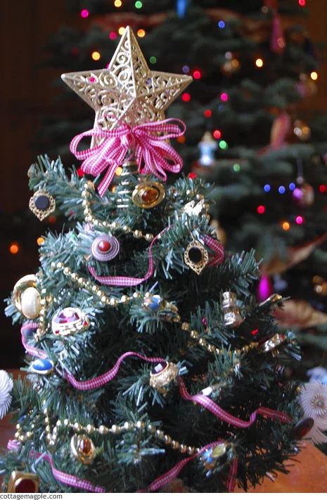 Decorate a Faux Mini Christmas Tree with Vintage Earrings