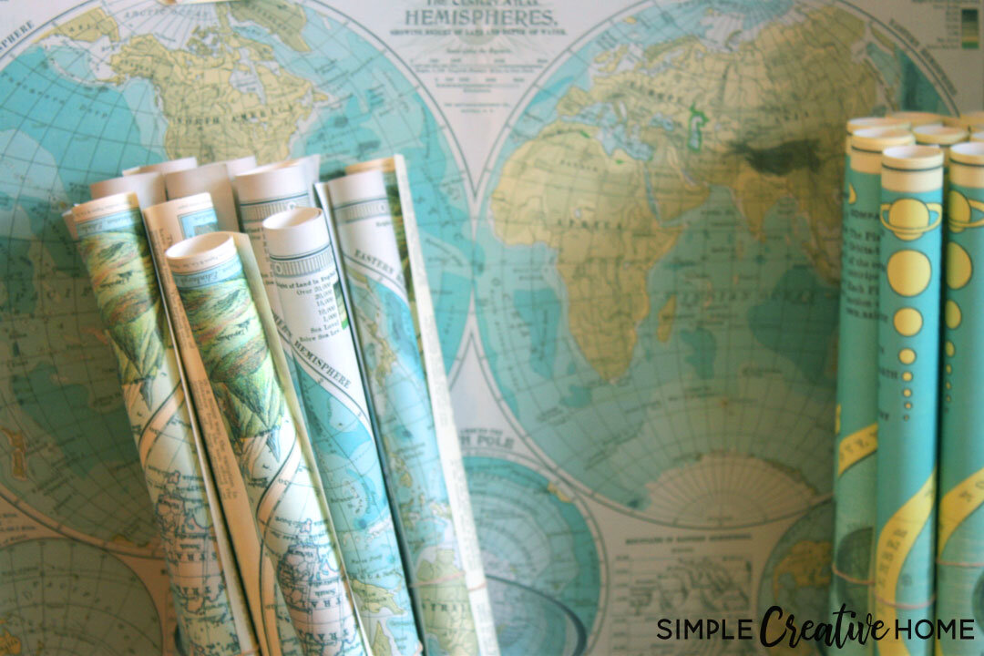 Bundle of Maps - Decluttering for Magpies via www.simplecreativehome.com