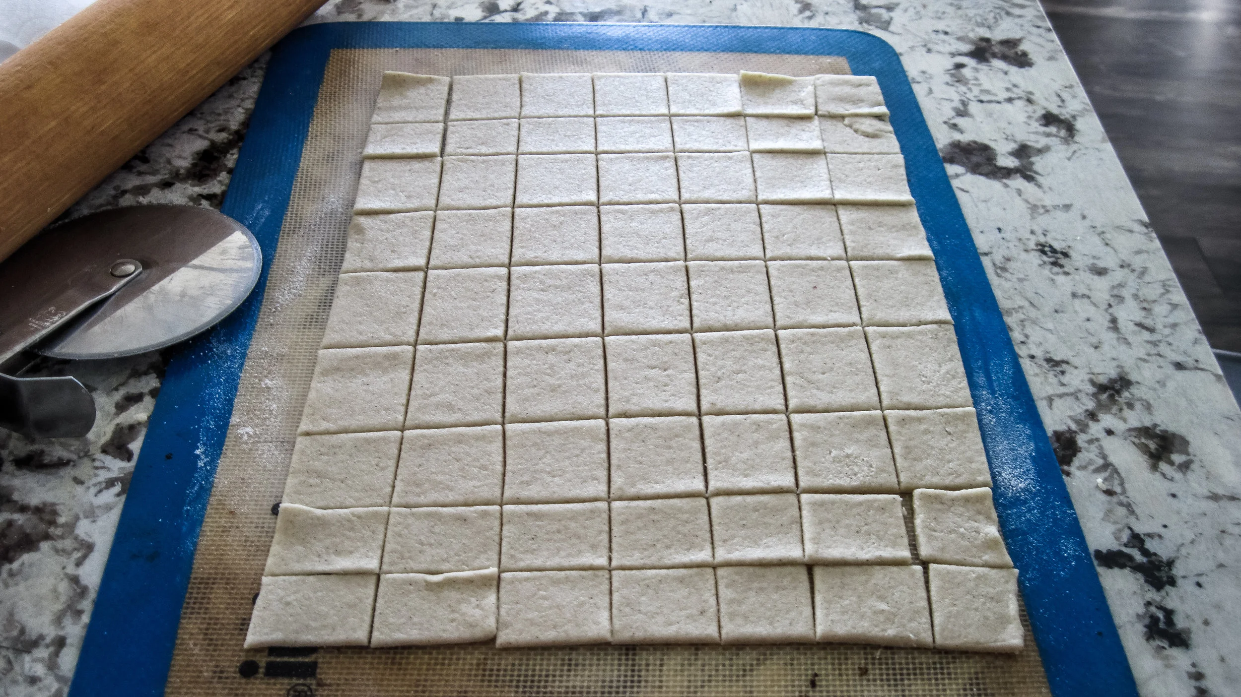 Cut w/ a pizza cutter into squares