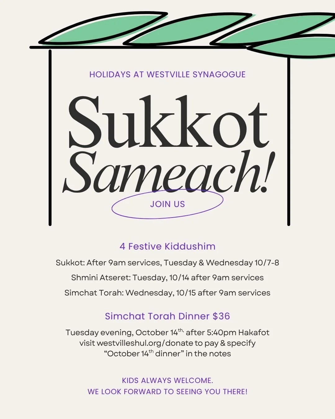 Four kiddushim, one festive dinner, and a whole lot of community. Join us as we celebrate Sukkot, Simchat Torah, and Shemini Atzeret together this week and next, under the sukkah, in song, and in spirit.