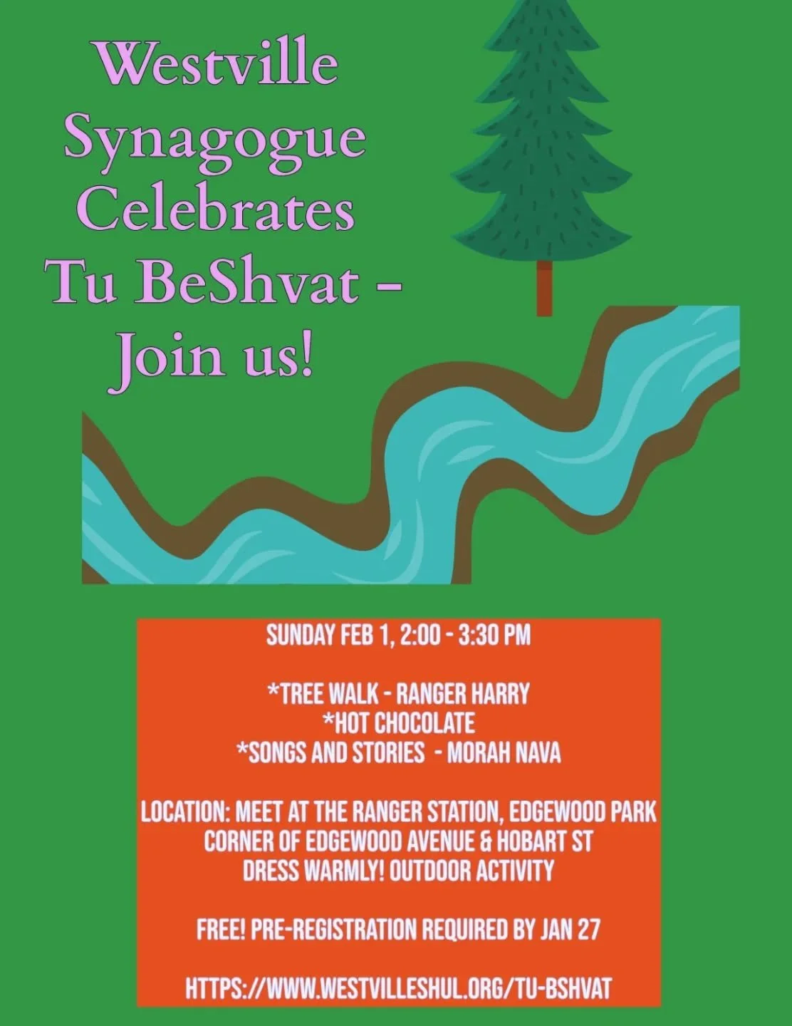 Got plans for Tu B'Shvat? Well, now you do! Join us for our Tu B'Shvat nature walk on February 1! 

Make sure to register on our website by January 27. 

#jewishcommunity #jewishlife #nature #westvillesynagogue #westville