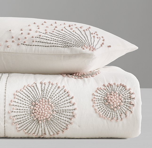 Hand Embroidered Dandelion Quilt