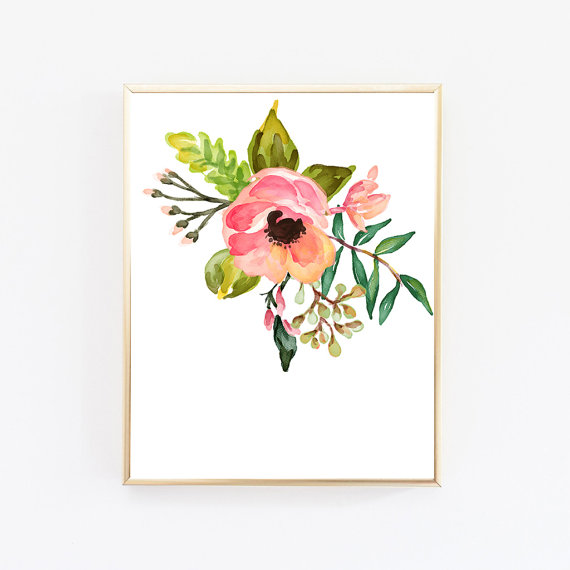 Watercolor Posies Floral Nursery Decor 
