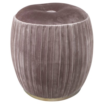 Bianca Tufted Round Ottoman, Chamoise Gray/Gold