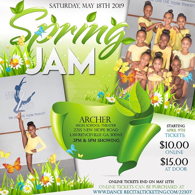 Our Spring Jam 2019 will be on Saturday, May 18th 2018 - (2) shows showcasing our dancers hard work! Get your tickets today! Link in bio.