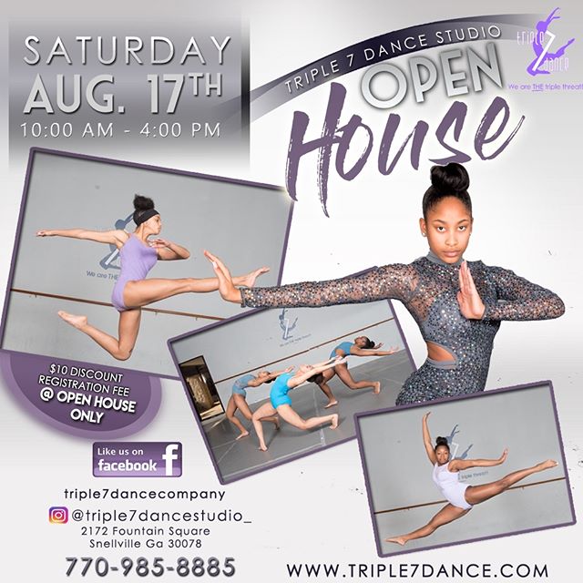 Register on August 17th 2019 with Triple 7 Dance Studio for an exciting season of musicals and performances. Accepting ages 2-18 years old. For more information call 770-985-8885