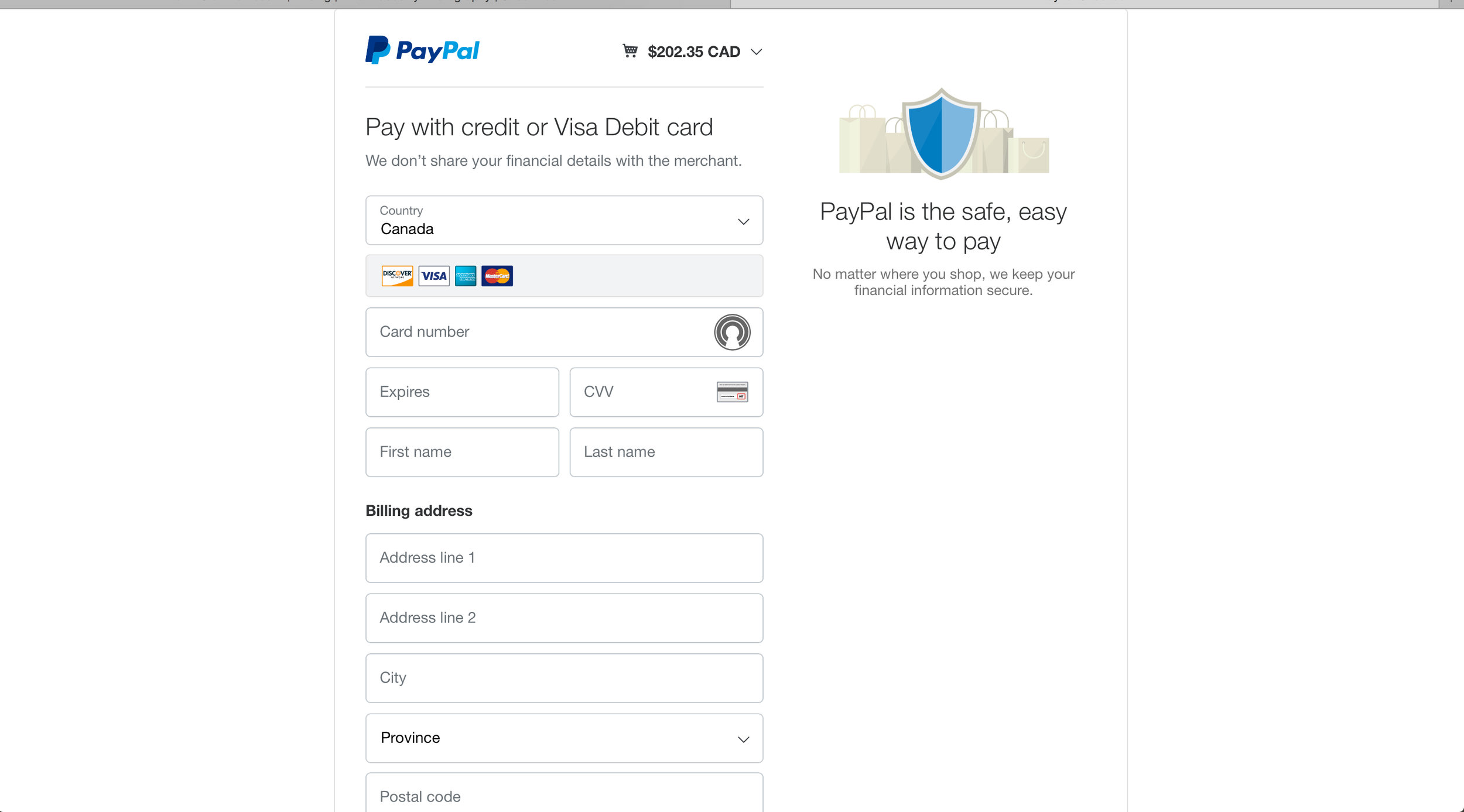 The last window will take you through the payment process through PayPal’s secure checkout.