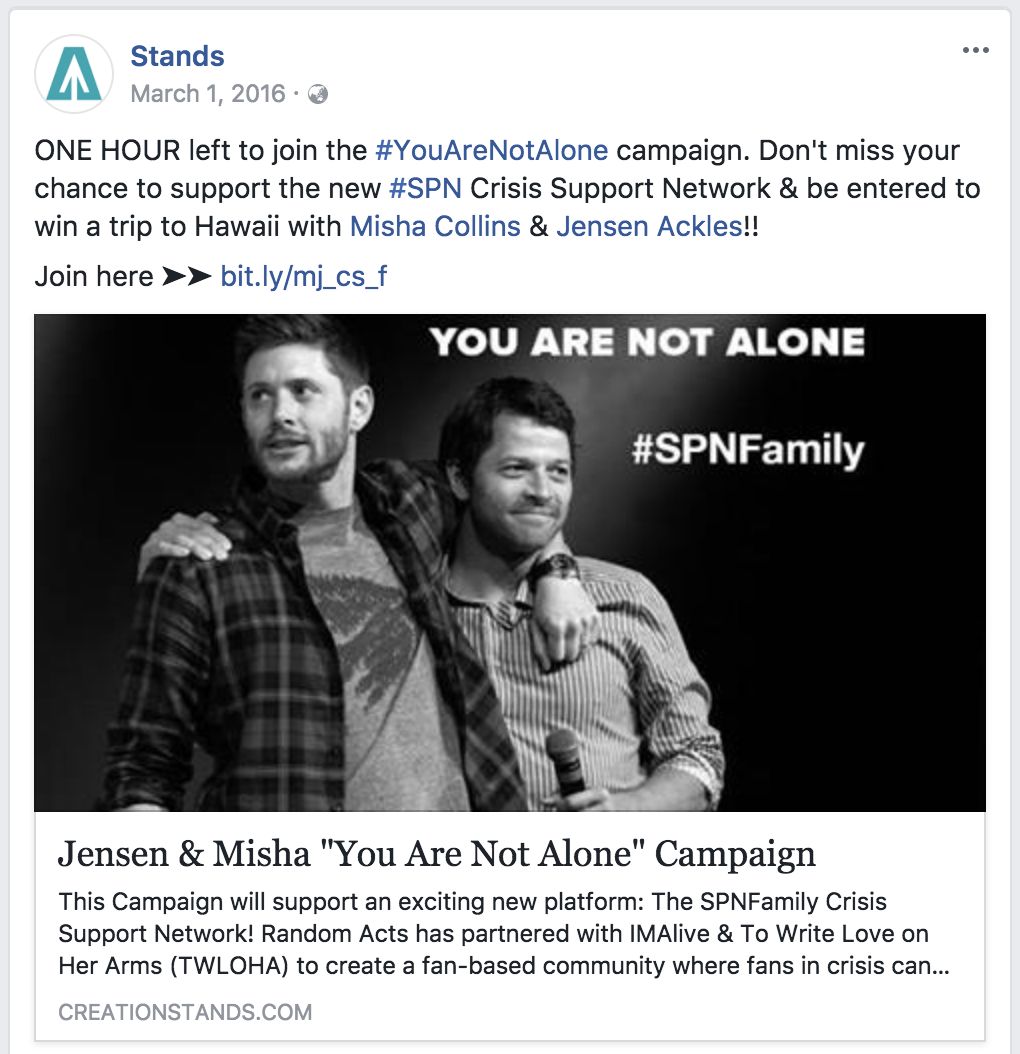 Stands - Facebook - You Are Not Alone Campaign