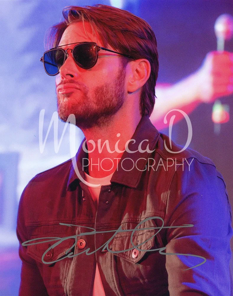 Jensen Ackles on stage during the weekend of the Jus in Bello convention in Rome, Italy, 2023