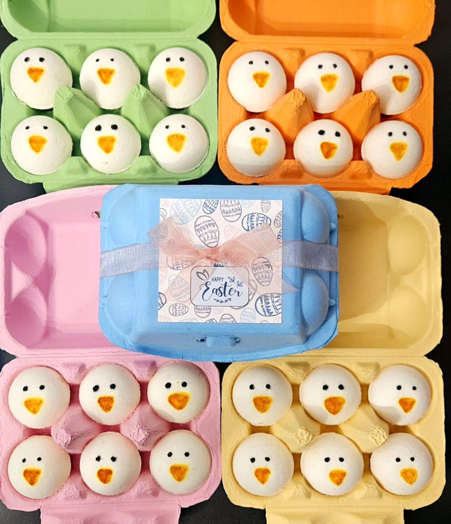 We have many cute Easter goodies at Tiani! 🐥🌷🐣

Lots of little treats to add to fun, color, and nice smells to an Easter basket. 

✨️Unwrapped large chick bath bomb $3.50
✨️Wrapped large chick bath bomb $4.50
✨️6-Pack small chick bath bomb carton 