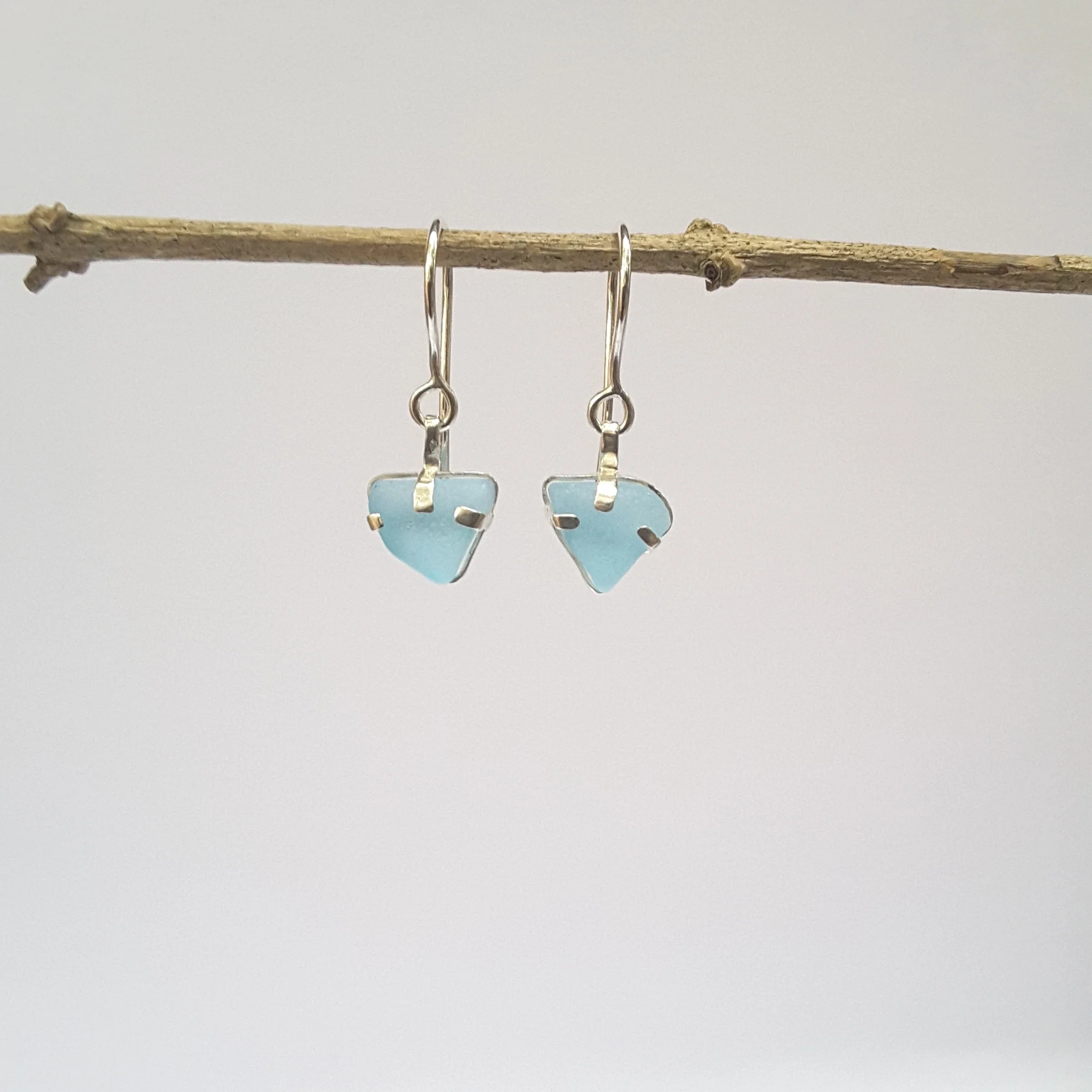 Blue Sea Glass Earrings