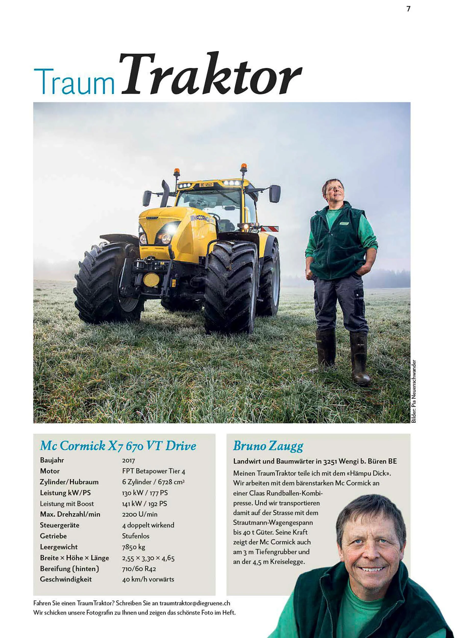 Rubrik «Traumtraktor» die grüne Schweiz